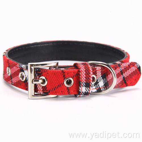 amazon products 2020 Scottish tartan classic red tartan PU leather twill dog chain for pets dog accessories